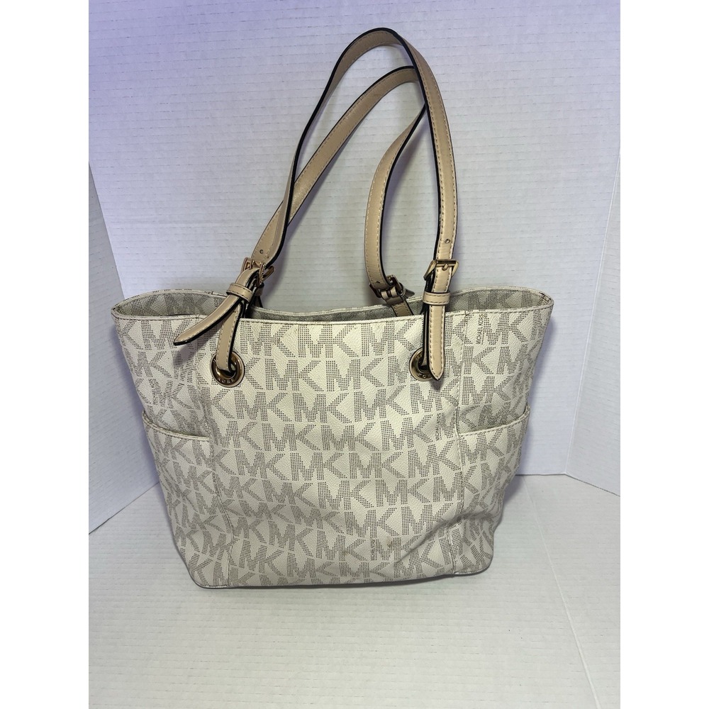 Michael Kors 30S11TTT4B Jet‎ Set Signature Tote Handbag-vanilla - Picture 3 of 15